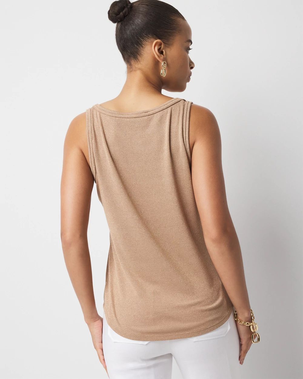 Metallic Knotted Shoulder Tank | White House Black Market